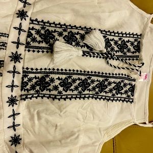 NWT. Boho style Girls dress with fringe ties.